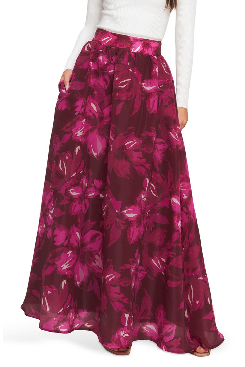 Floral Maxi Skirt, Main, color, BURGUNDY