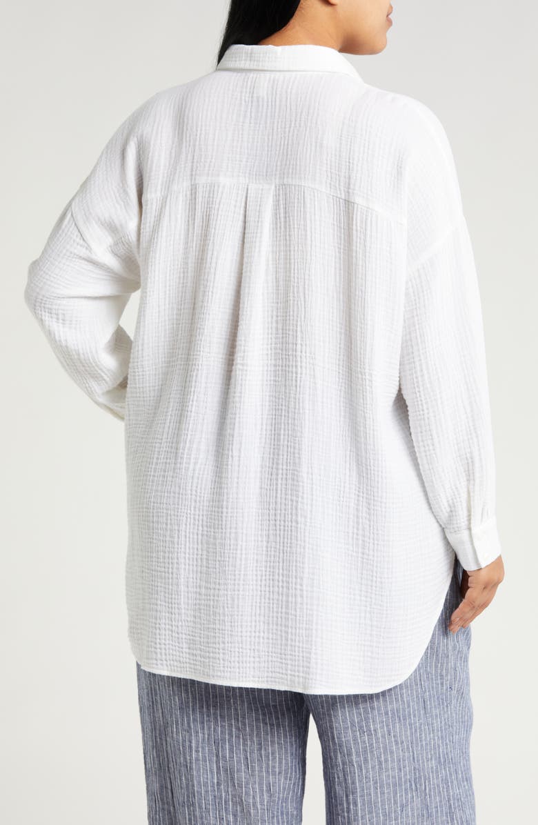 Eileen Fisher Classic Collar Organic Cotton Button-Up Shirt, Alternate, color, 