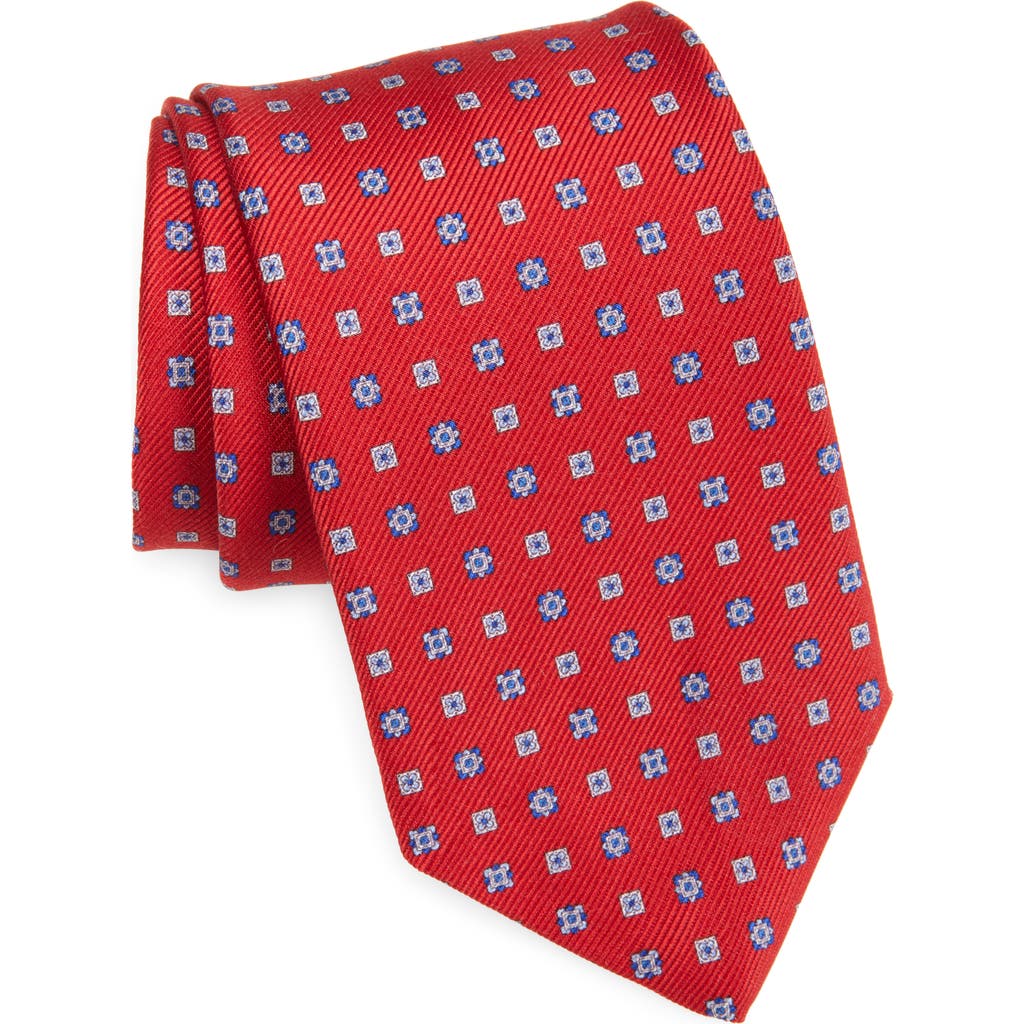 David Donahue Neat Silk Tie In Red