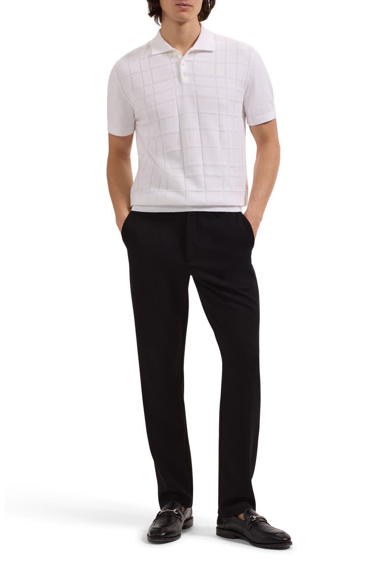 Textured Grid Polo Sweater, Alternate, color, WHITE