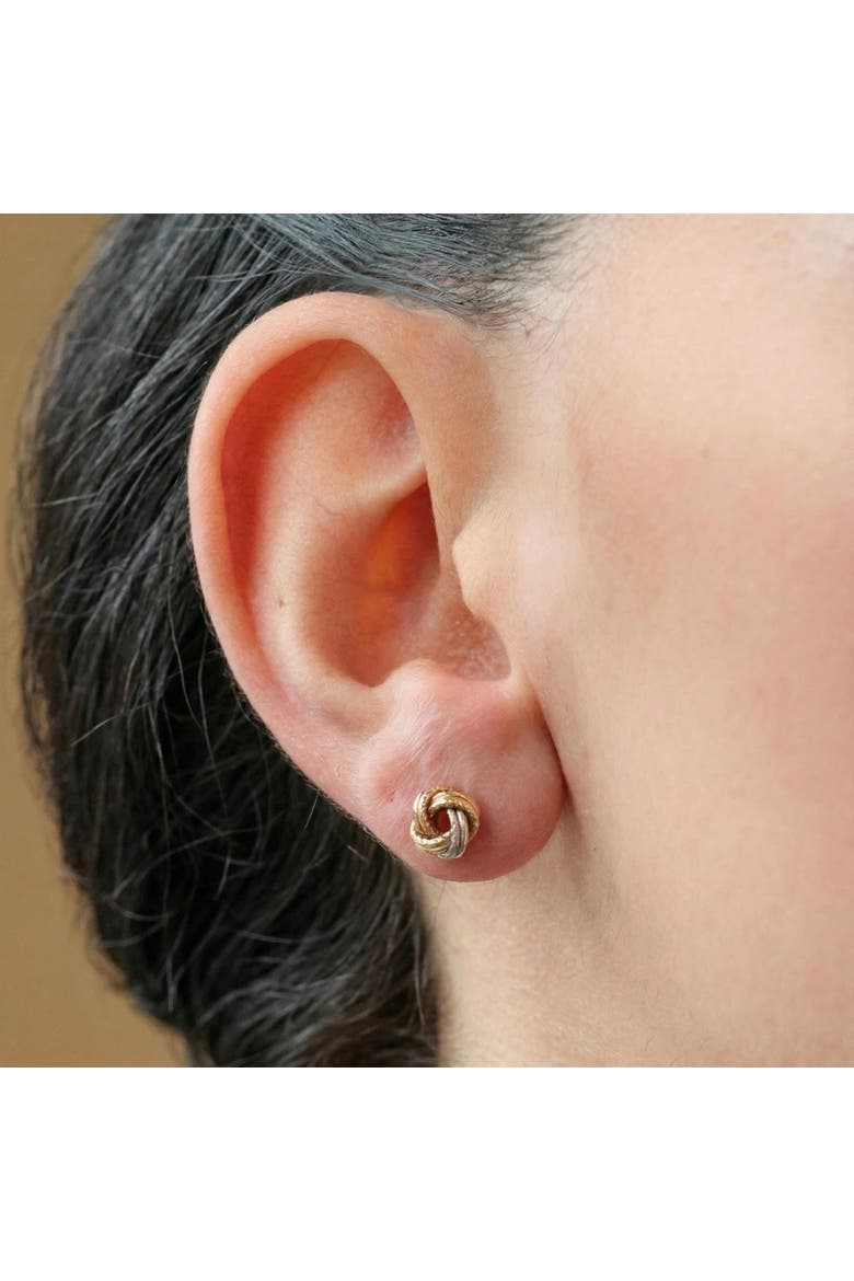 Tri-Color Knot Screw Back Stud Earrings, Alternate, color, Gold