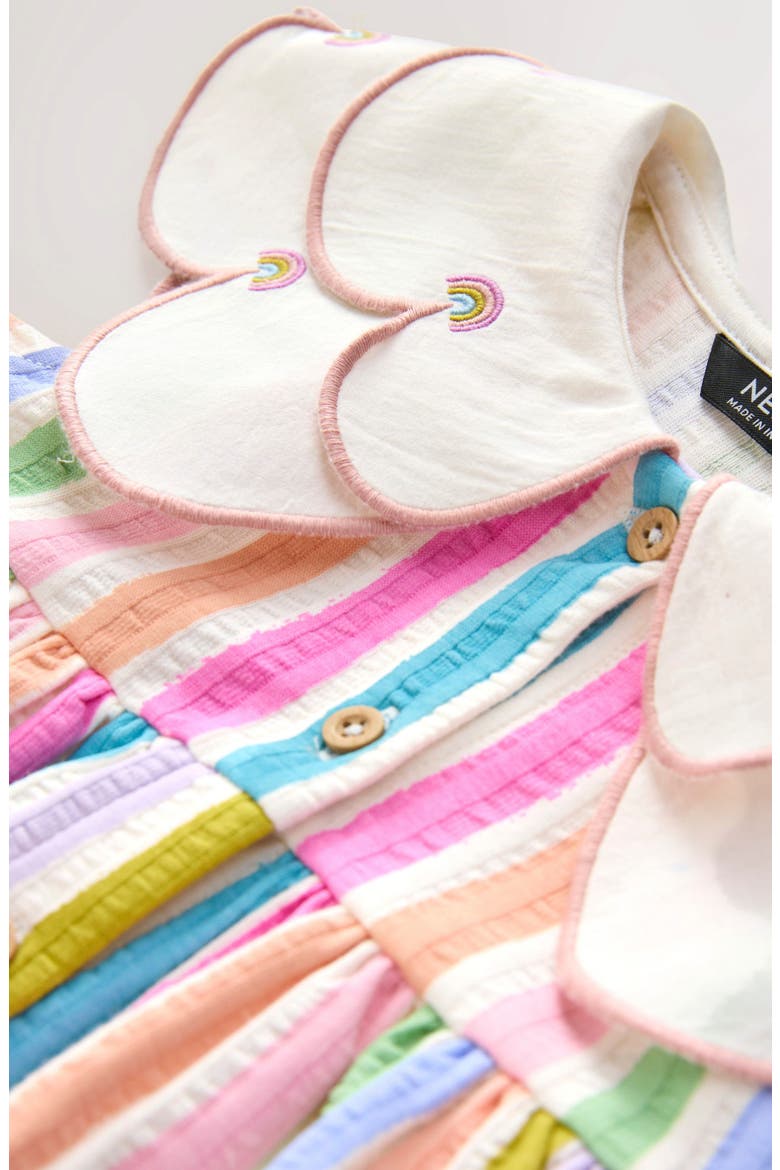 Kids' Rainbow Stripe Frill Collar Dress, Alternate, color, PINK