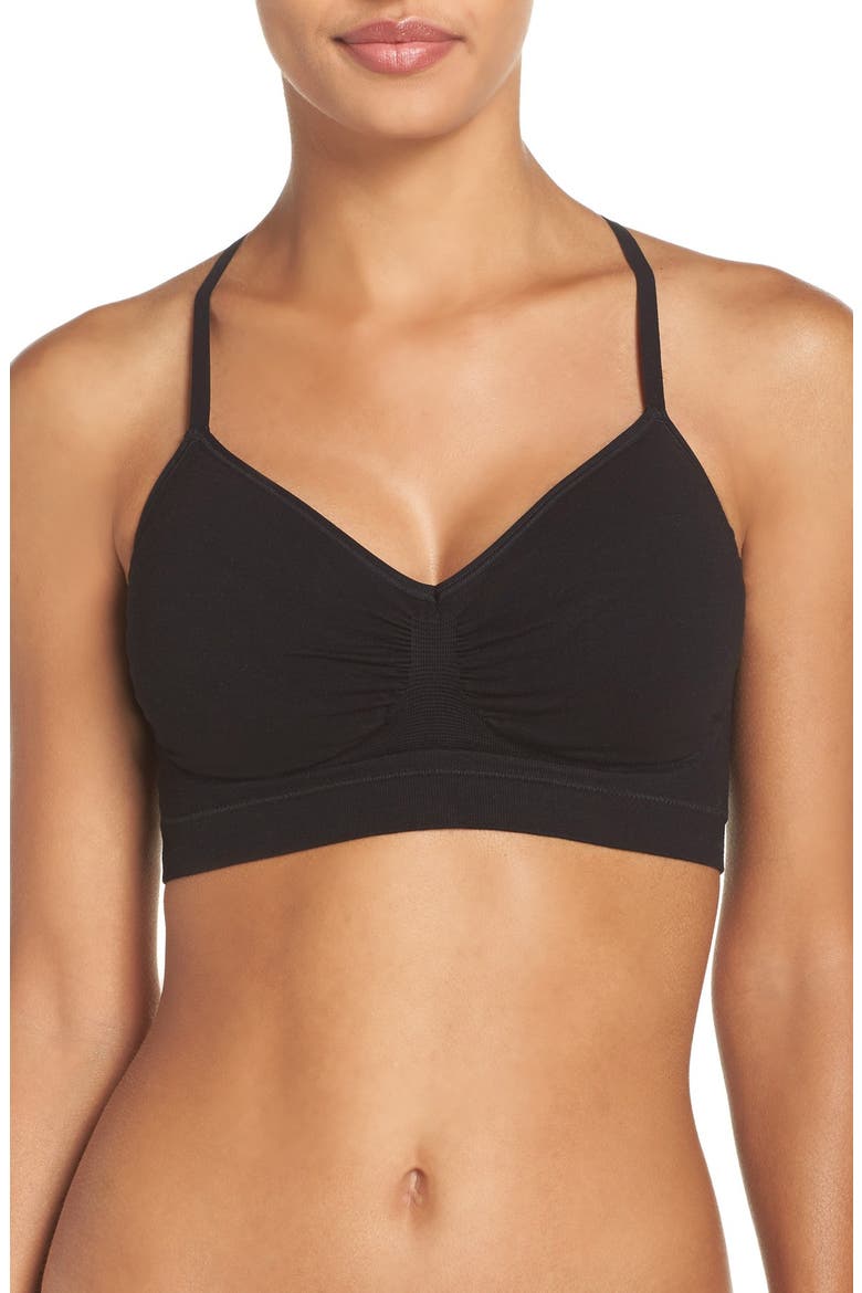 'Emmie' T-Back Bralette, Main, color, BLACK