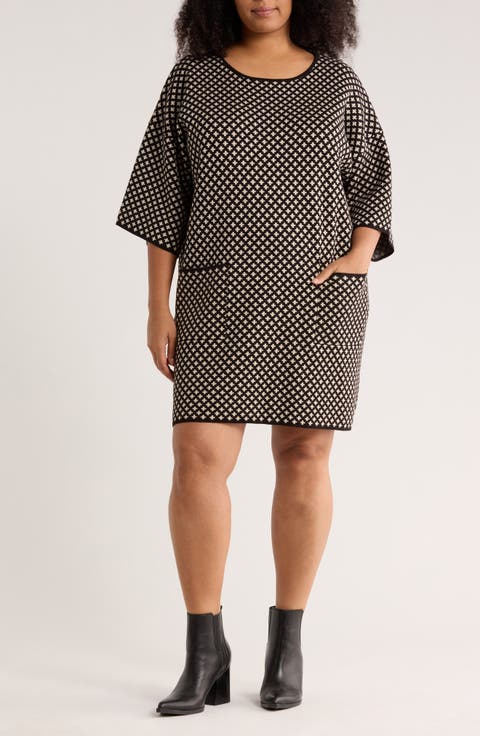 Patch Pocket Sweater Dress (Plus)