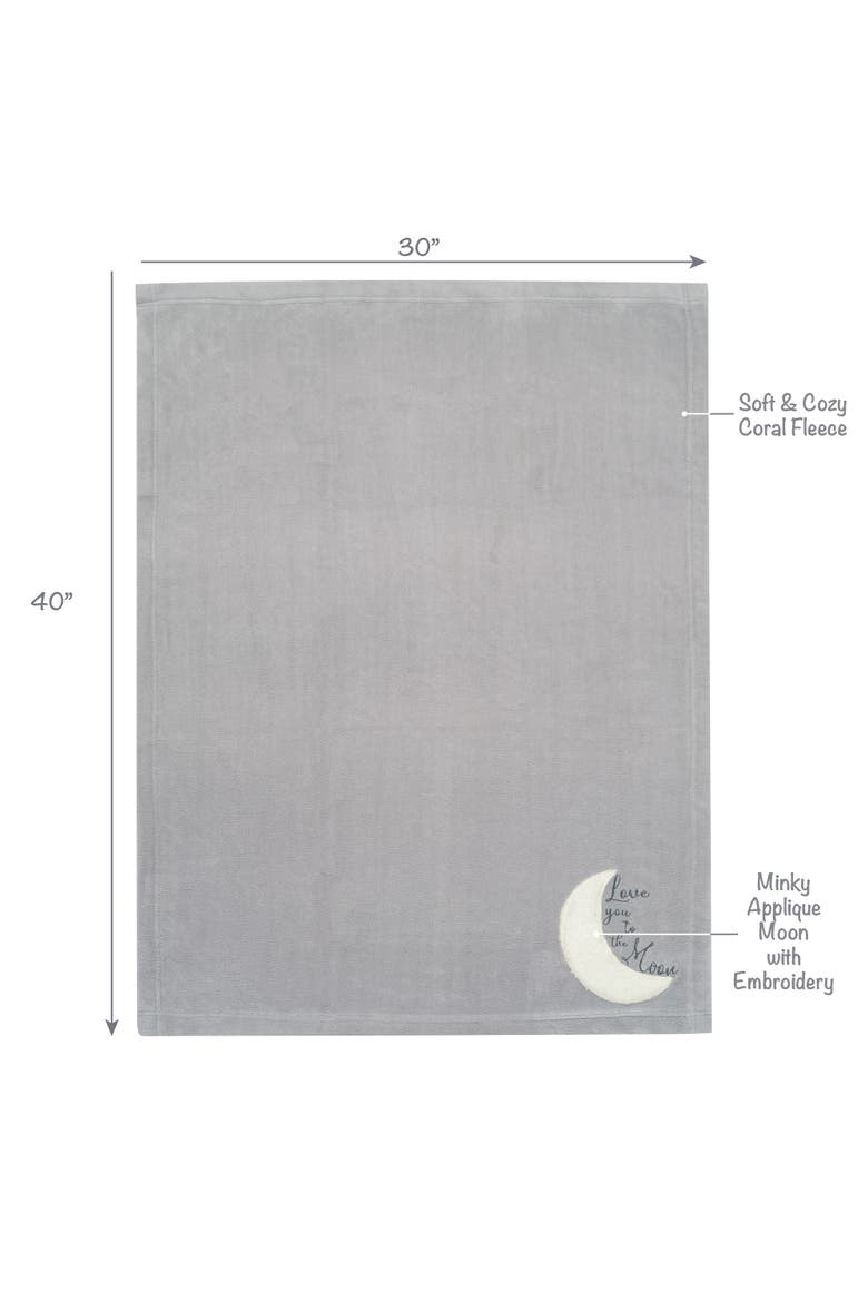 Goodnight Moon Appliqued and Embroidered Fleece Baby Blanket, Alternate, color, Gray