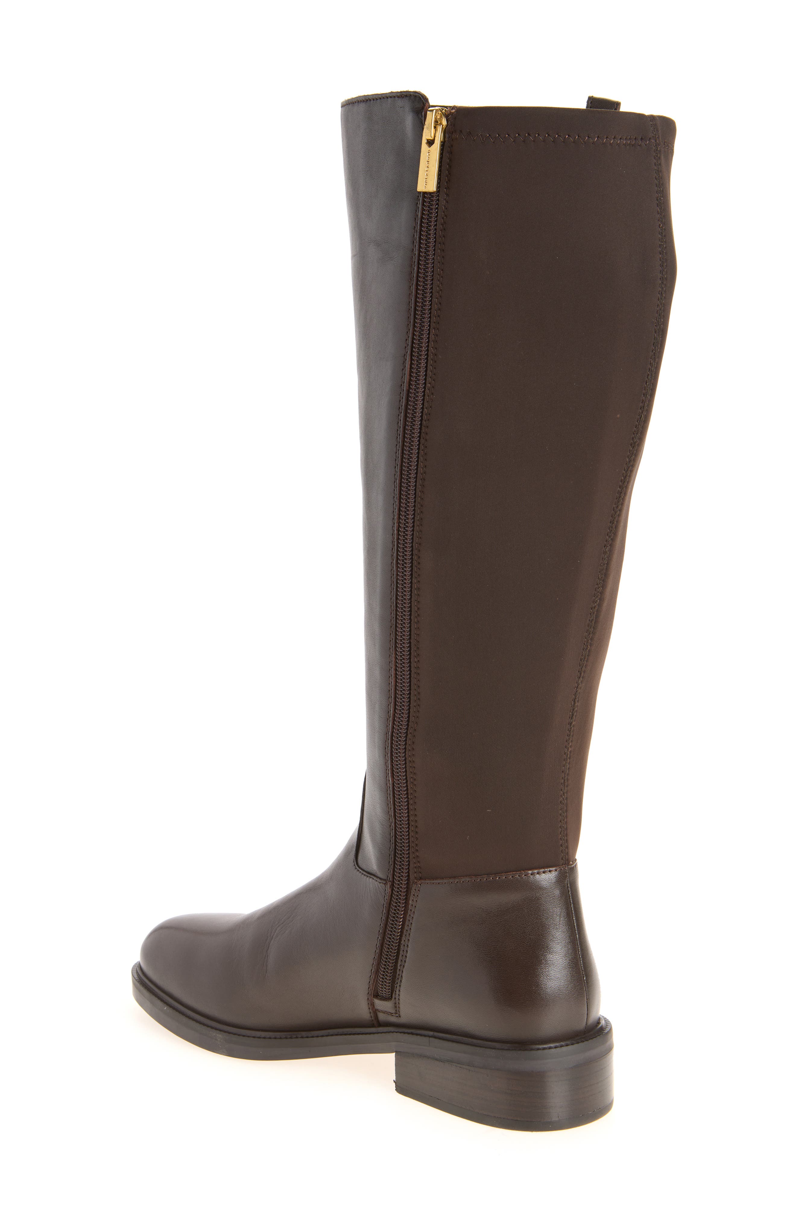 Annora Wide Calf Leather Boot, Alternate, color, BROWNIE