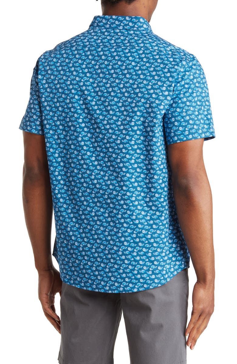 Slate & Stone Whale Print Short Sleeve Button Front Shirt, Alternate, color,