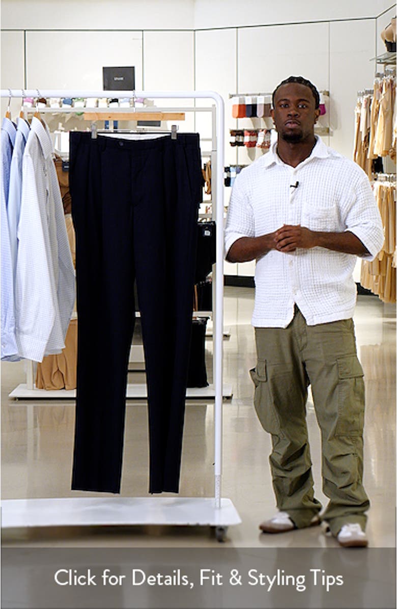 Self Sizer Waist Pleated Classic Fit Wool Gabardine Dress Pants, sales video thumbnail