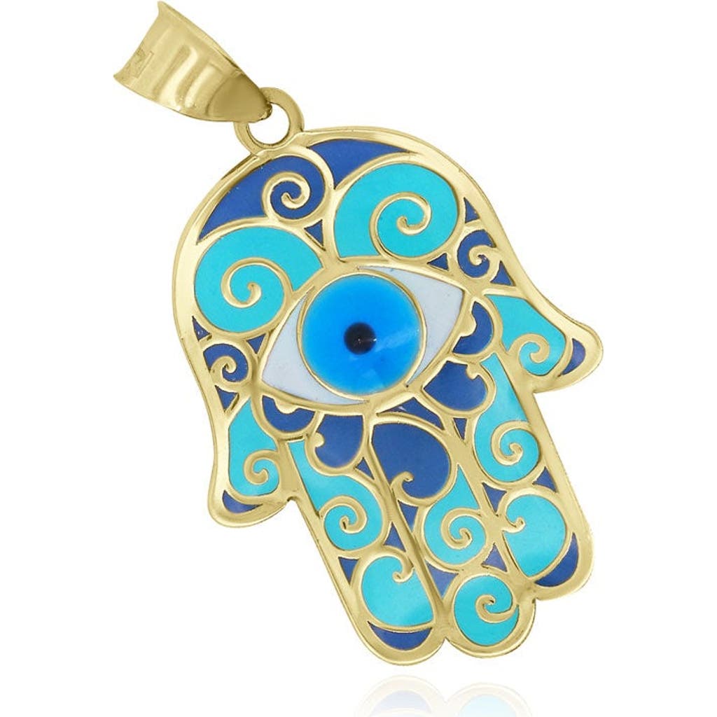 The Lovery Fine Jewelry Blue Enamel Hamsa Charm
