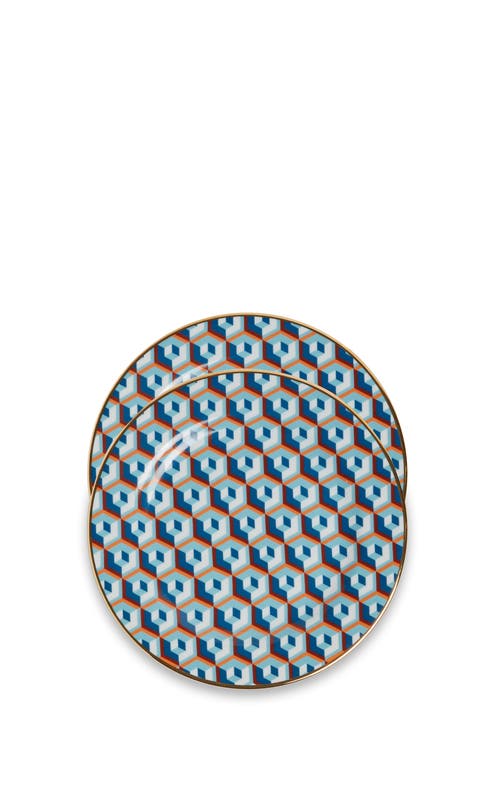 La Doublej Dessert Plates Set Of 2 Cubi Blue In Cubi Blue