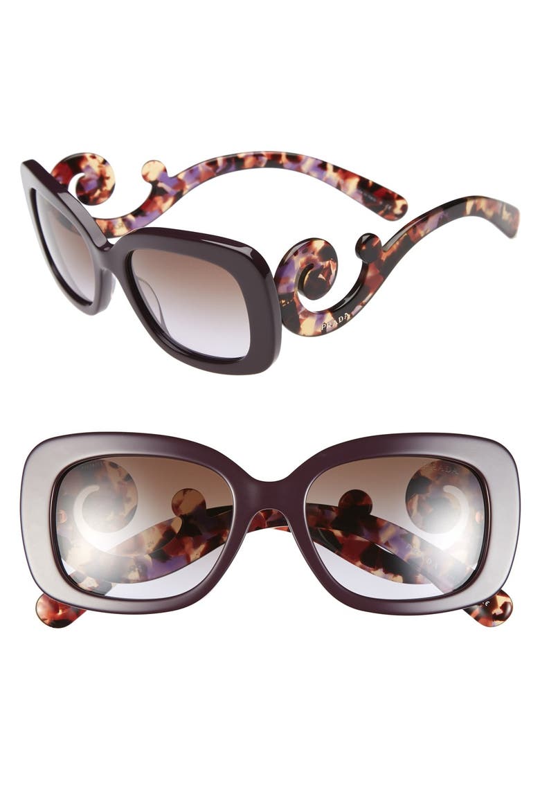 'Baroque' 54mm Square Sunglasses, Main, color, VIOLET