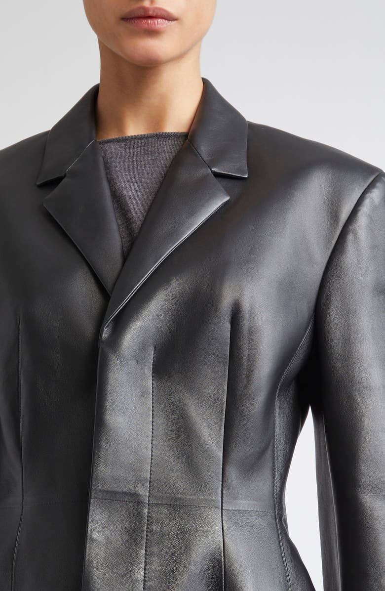 FFORME Dakota Molded Leather Blazer, Alternate, color, Black