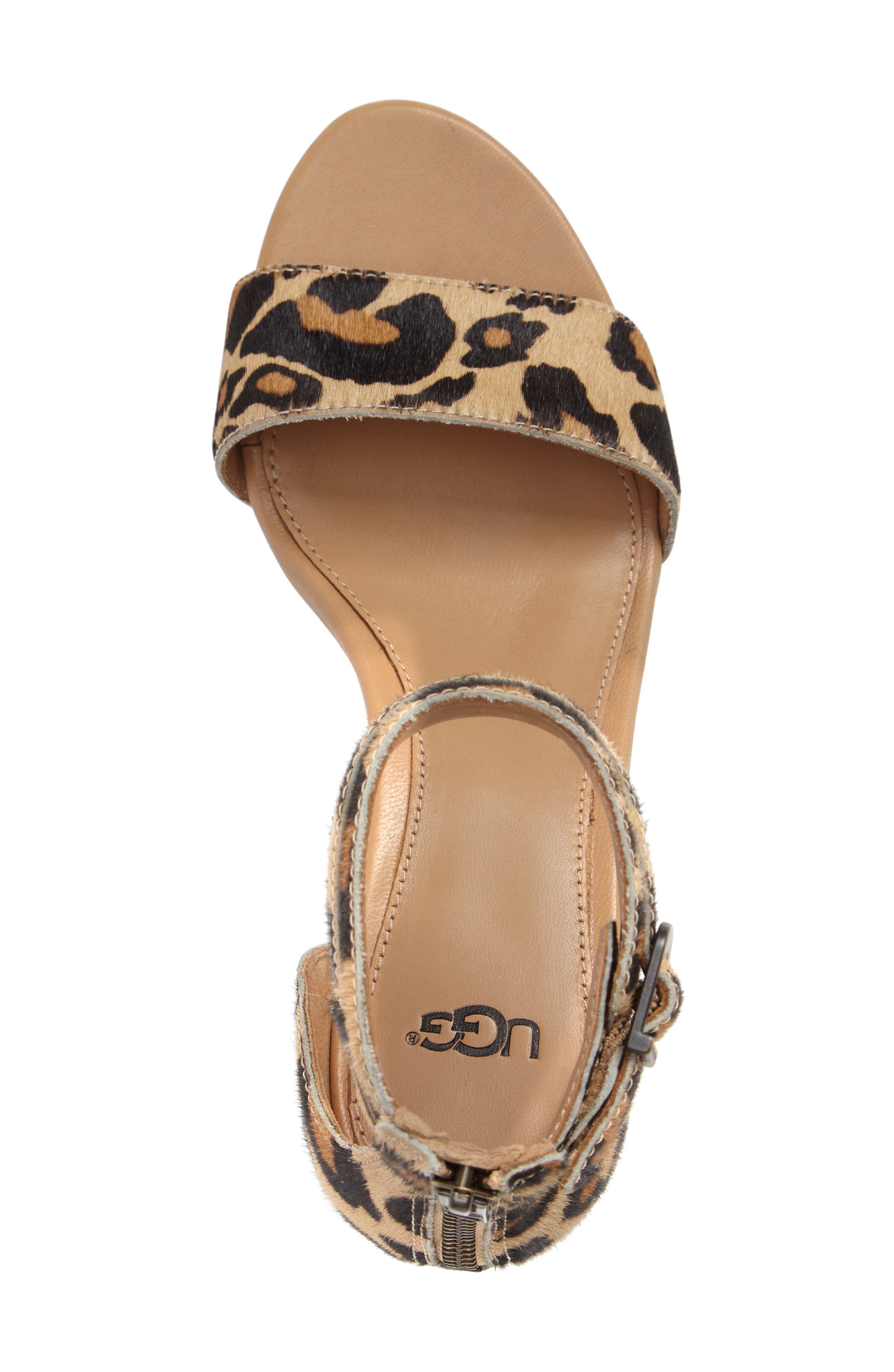 UGG<sup>®</sup> Char Leopard Print Calf Hair Sandal, Alternate, color, 