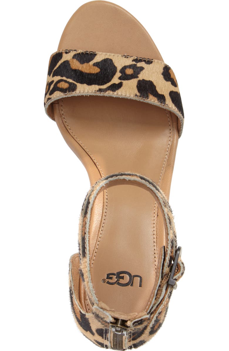 UGG<sup>®</sup> Char Leopard Print Calf Hair Sandal, Alternate, color,