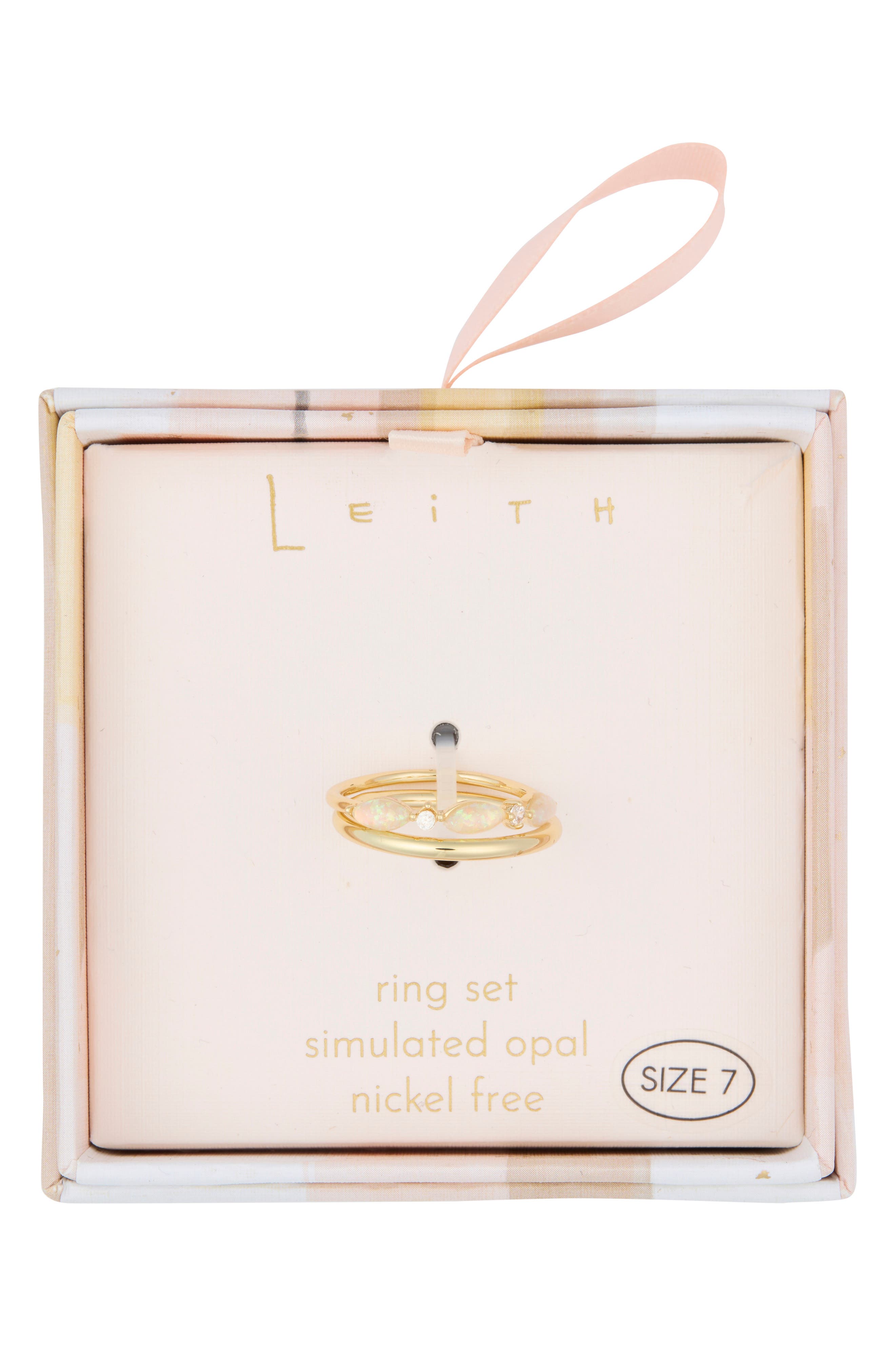 Leith Set of 2 Simulated Opal & Cubic Zirconia Stackable Band Rings