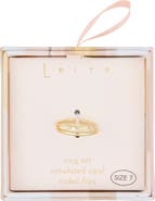 Leith Set of 2 Simulated Opal & Cubic Zirconia Stackable Band Rings