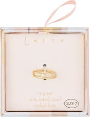 Leith Set of 2 Simulated Opal & Cubic Zirconia Stackable Band Rings
