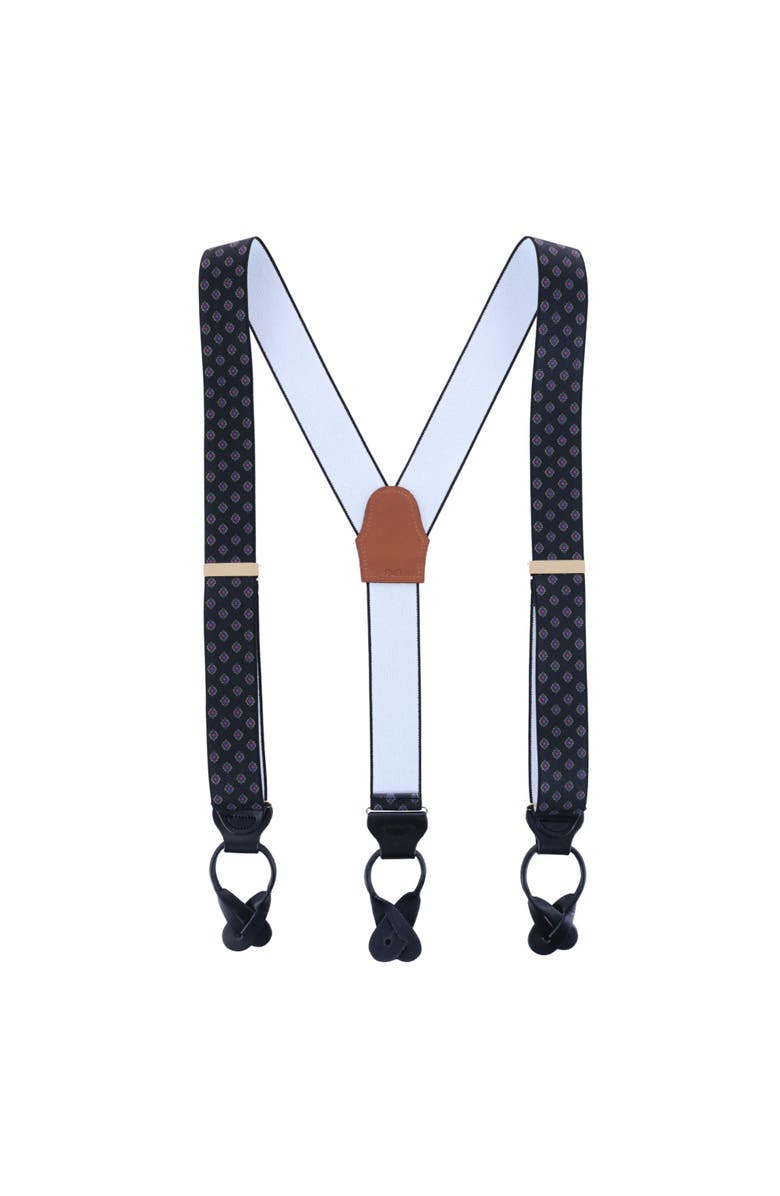 Trafalgar Luxe Diamond Elastic Button End Suspenders, Alternate, color, Black