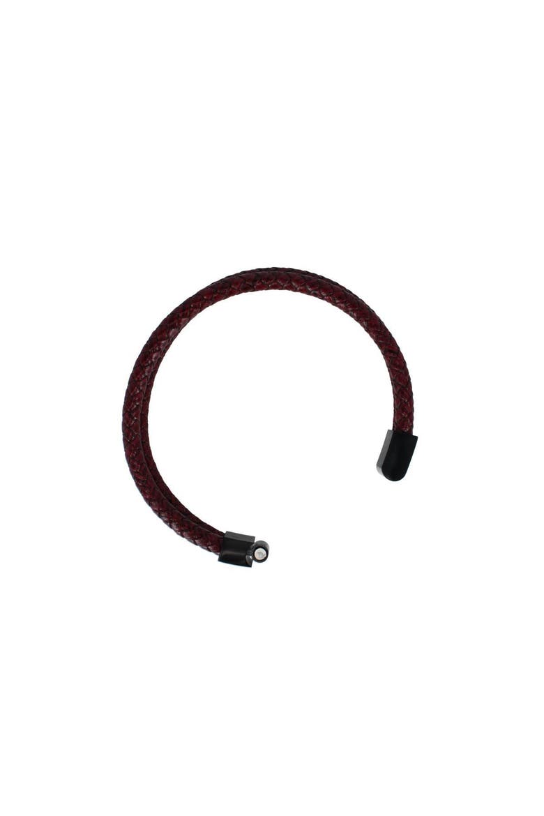 Caleb's Crimson Braided Leather Secure Clasp Bracelet, Alternate, color, Crimson Red