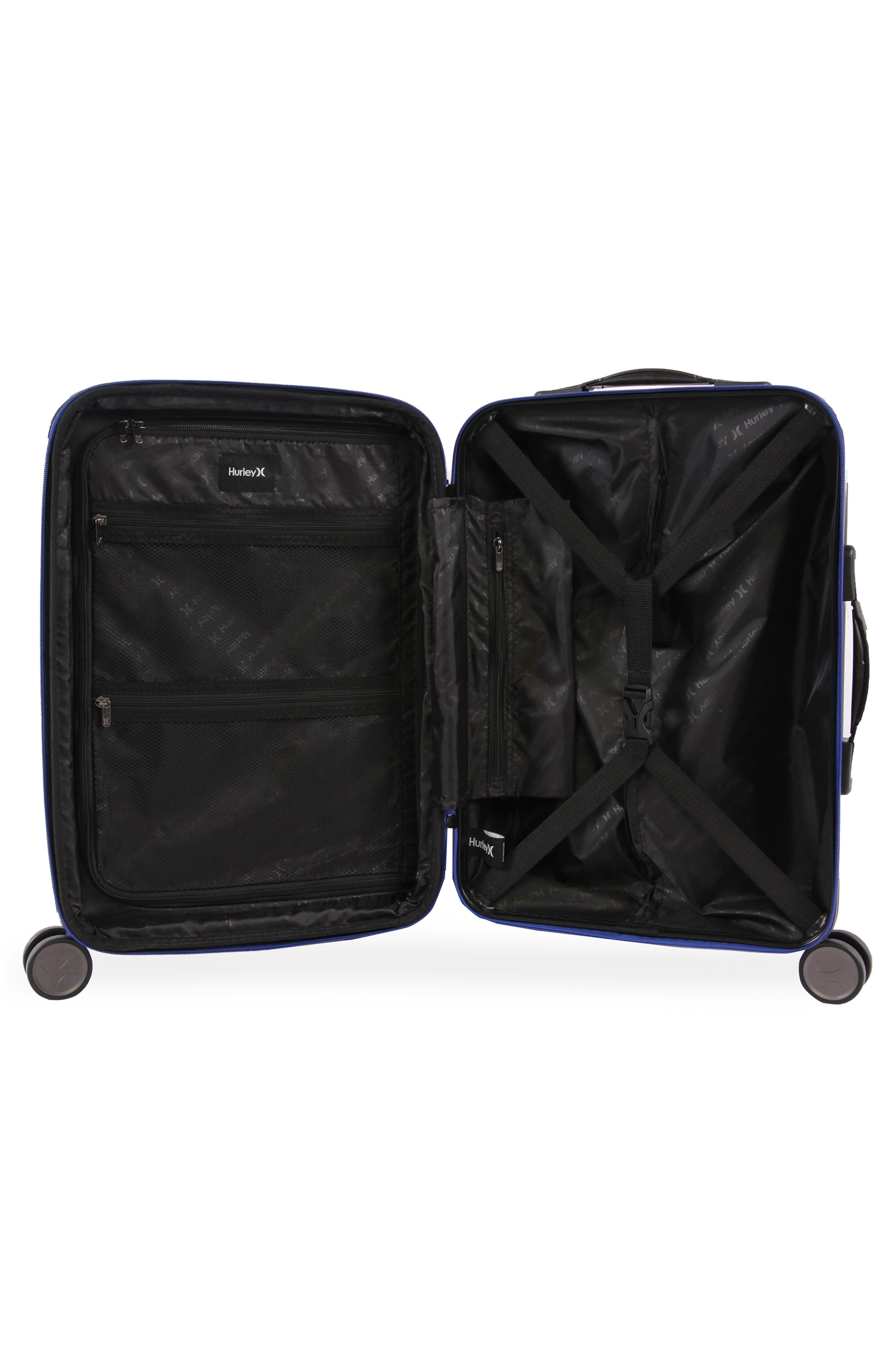Hurley Suki 21" Hardshell Spinner Suitcase, Alternate, color, Black/ Blue