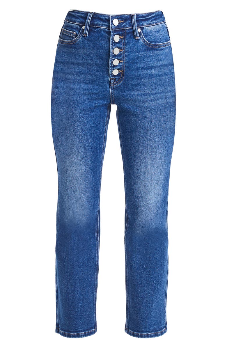 Bayeas Button Fly High Waist Crop Straight Leg Jeans, Alternate, color, 