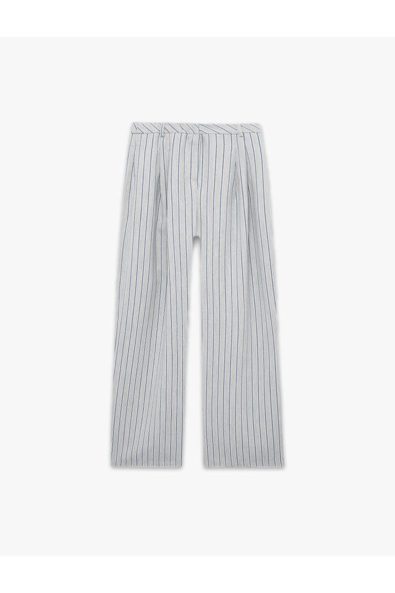 Wide Leg Striped Mid-Rise Trousers, Alternate, color, GREY STRIPE