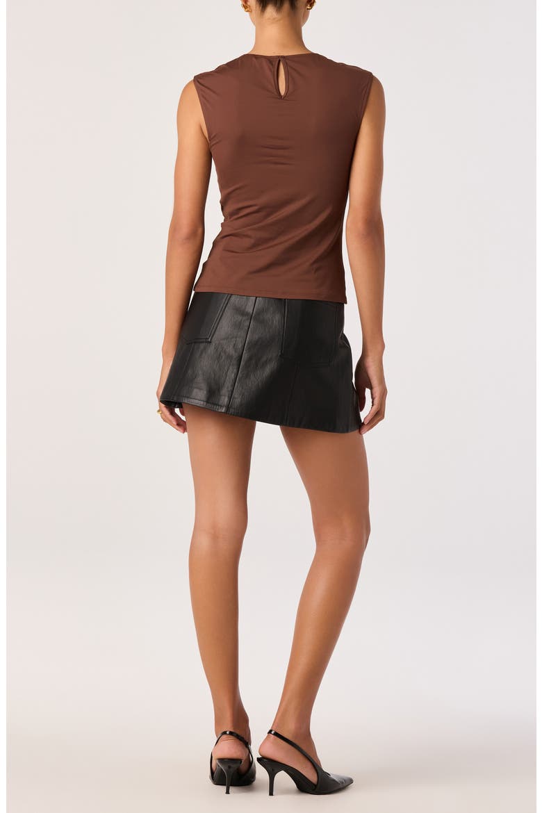 Frances Lace Trim Ruched Top, Alternate, color, BROWN