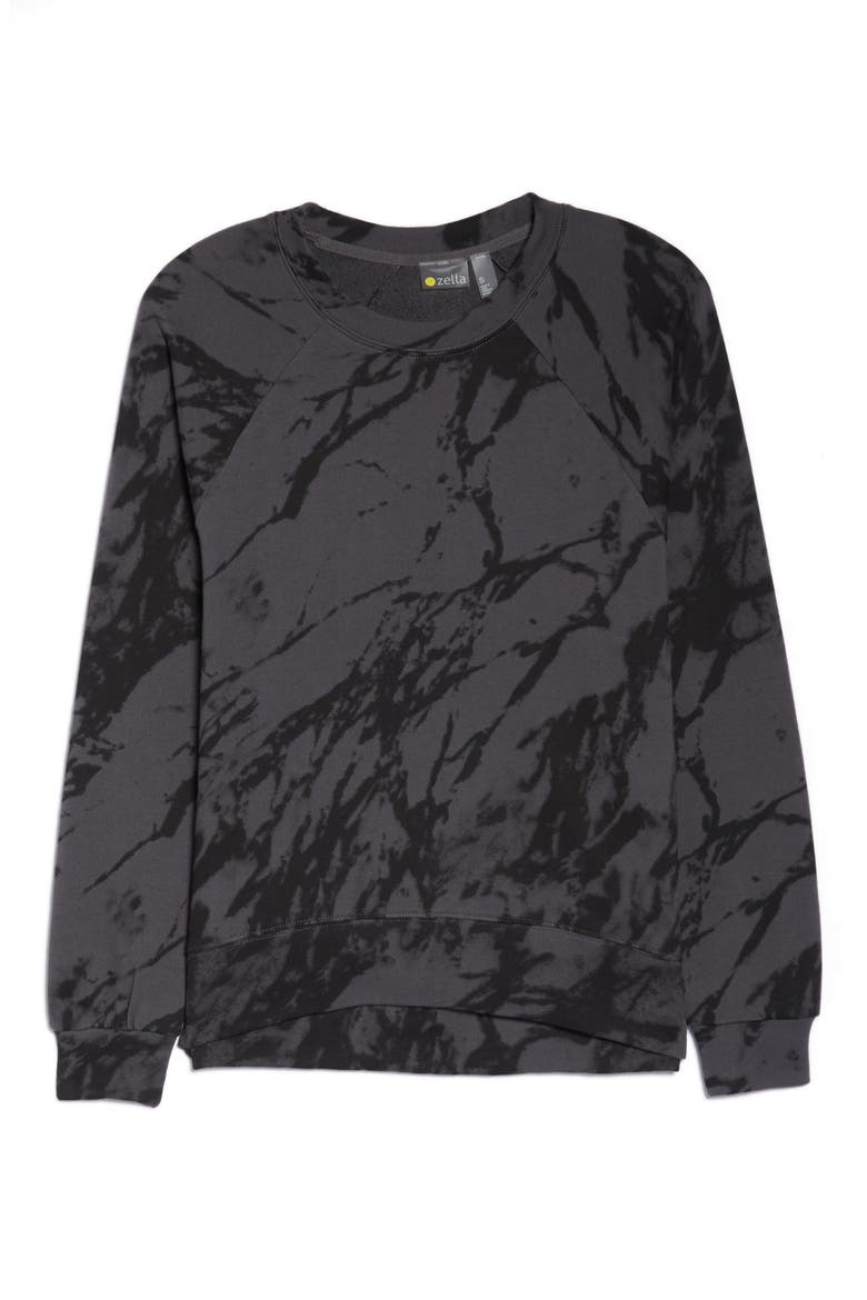Jamie Ink Print Crewneck Sweatshirt, Alternate, color, GREY FORGED BLURRED INK PRINT