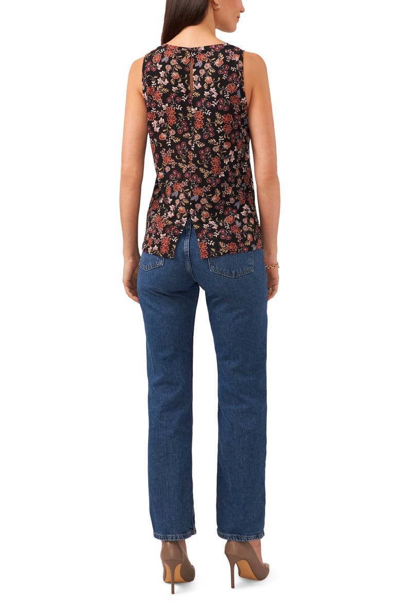 Vince Camuto Floral Print Tank, Alternate, color, Rich Black