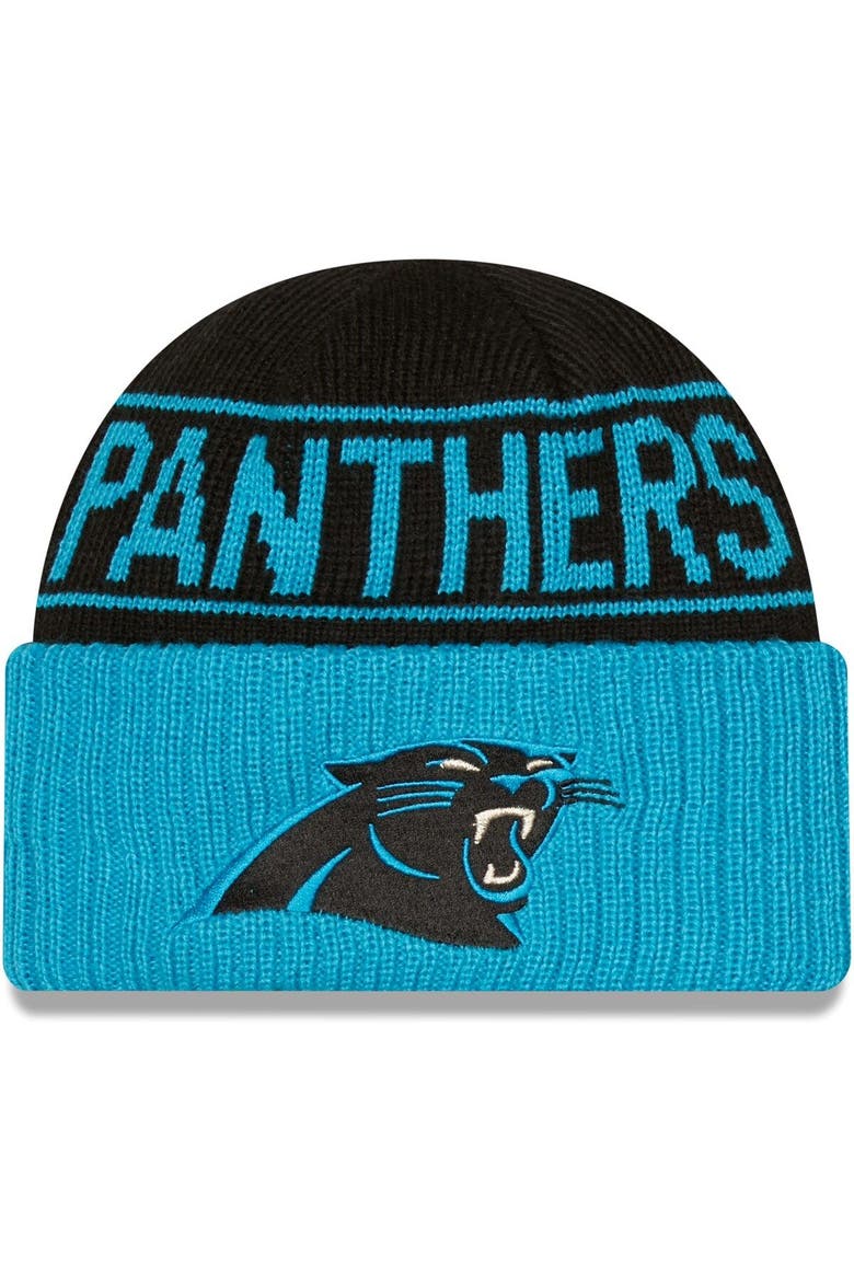 Men's New Era Black/Blue Carolina Panthers Reversible Cuffed Knit Hat, Main, color, BLACK
