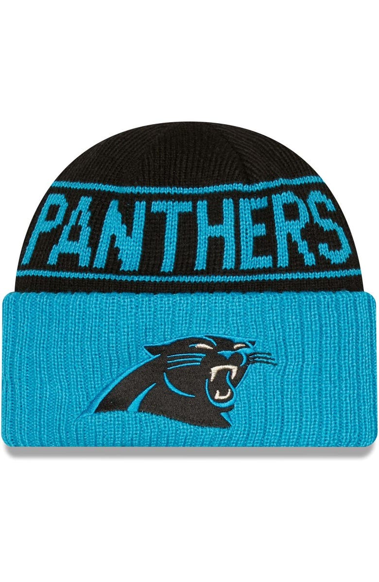 New Era Men's New Era Black/Blue Carolina Panthers Reversible Cuffed Knit Hat, Main, color, 