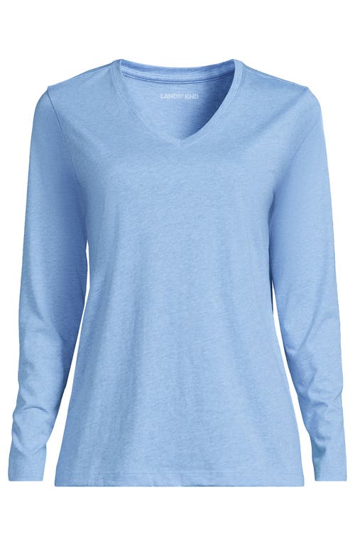 Lands' End Relaxed Supima Cotton Long Sleeve V-neck T-shirt In Blue