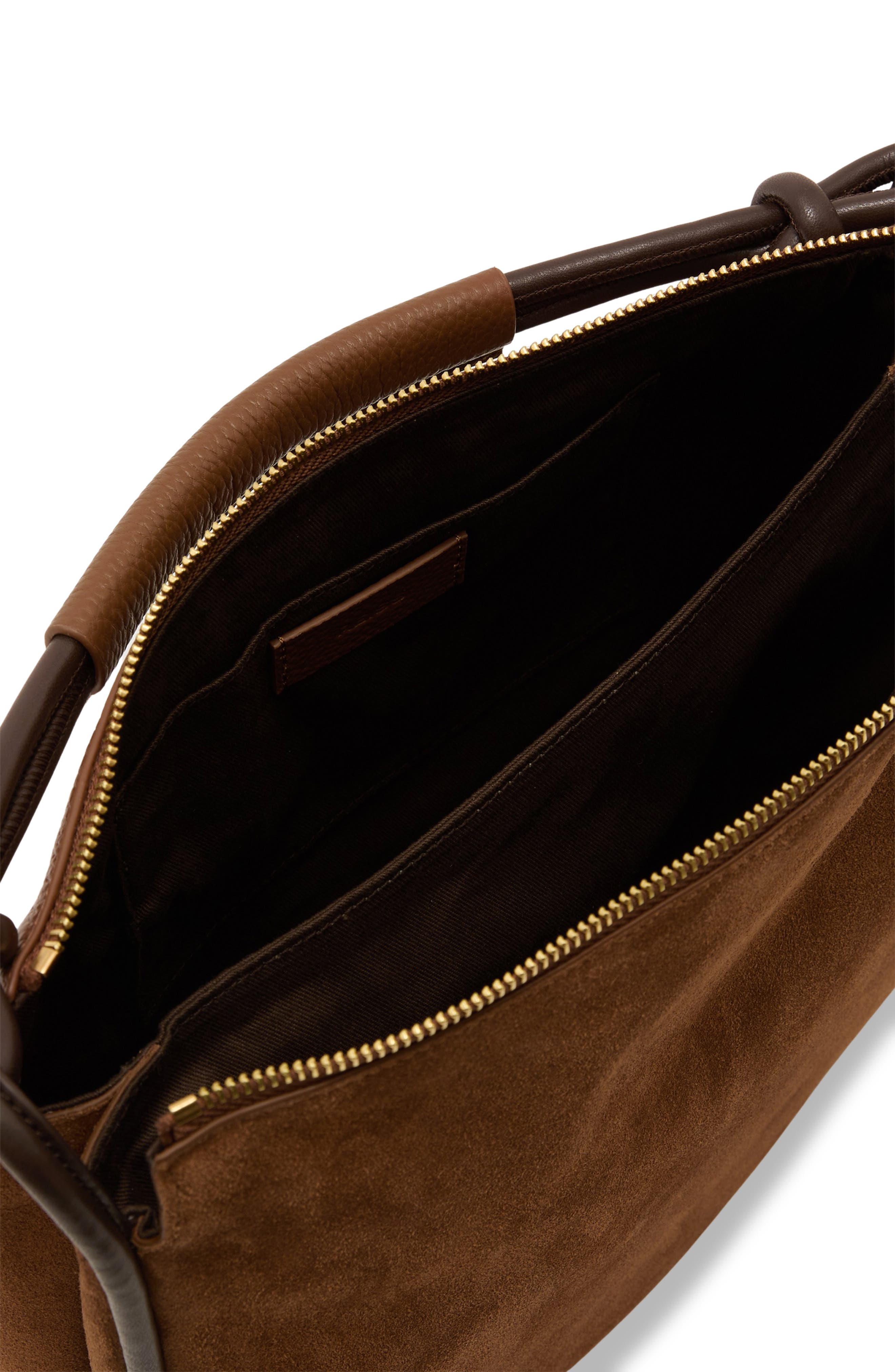 Aurelie Suede Baguette Bag, Alternate, color, TAN