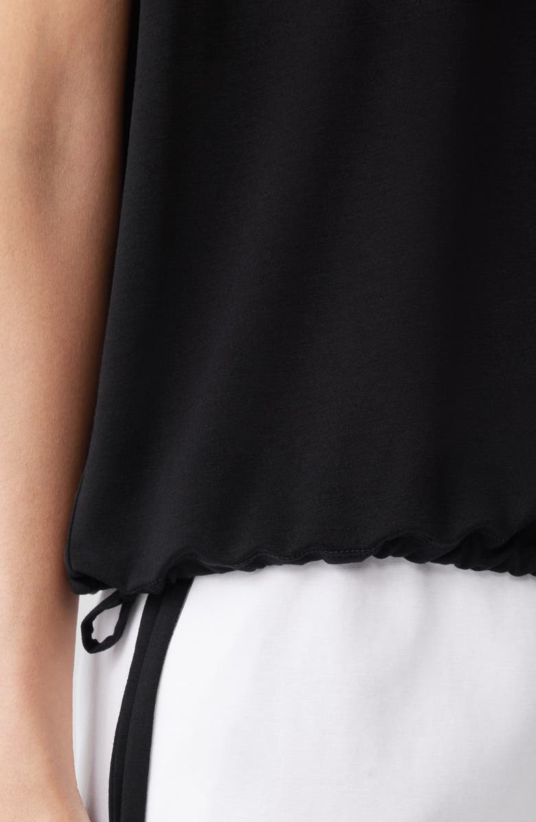 Eileen Fisher Boat Neck Drawstring Waist Top, Alternate, color, Black