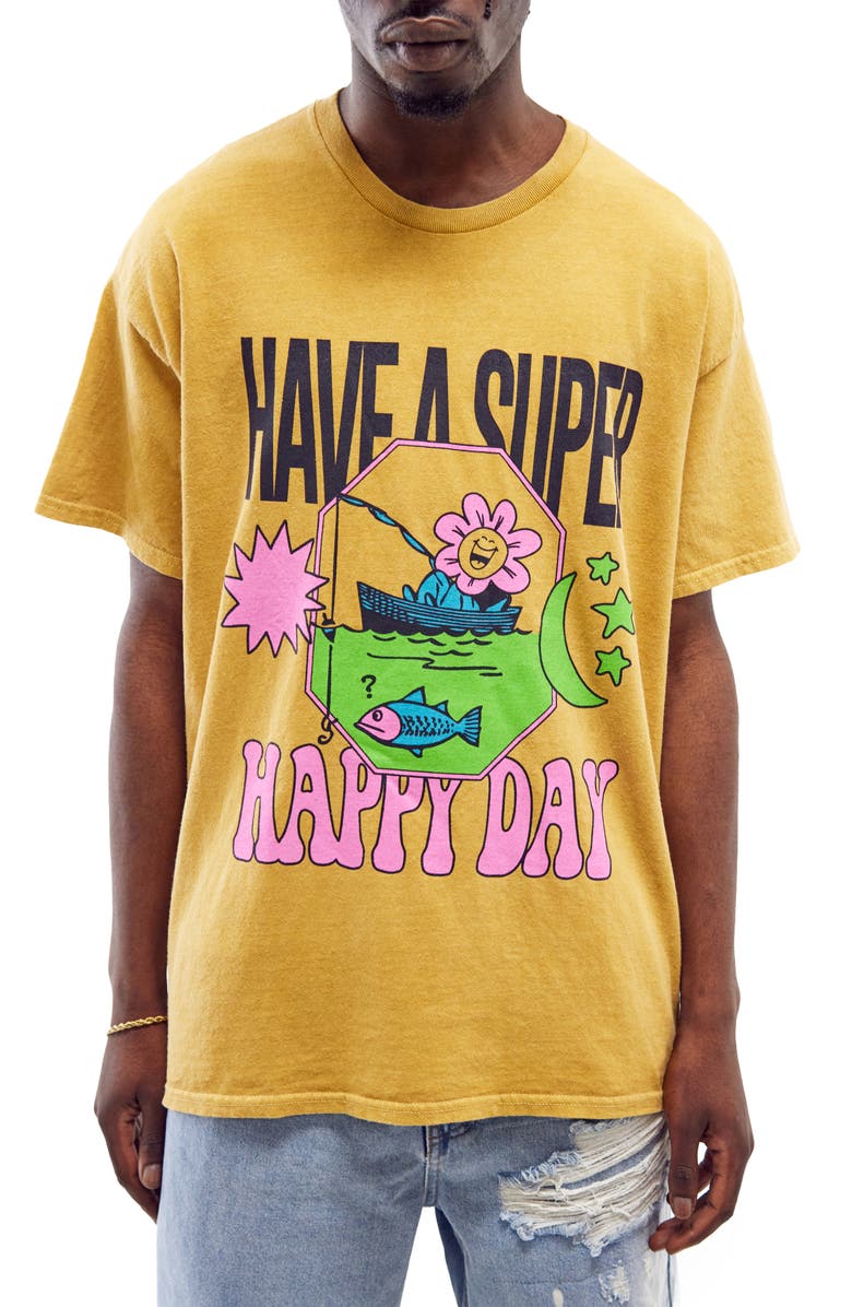 BDG Urban Outfitters Have a Super Happy Day Oversize Graphic Tee, Main, color,