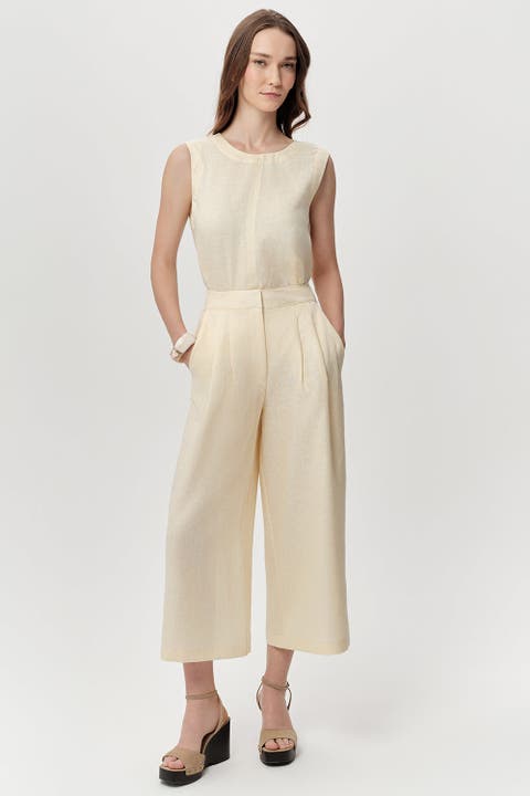 Owen Pocket Zipper Culotte Linen Pants