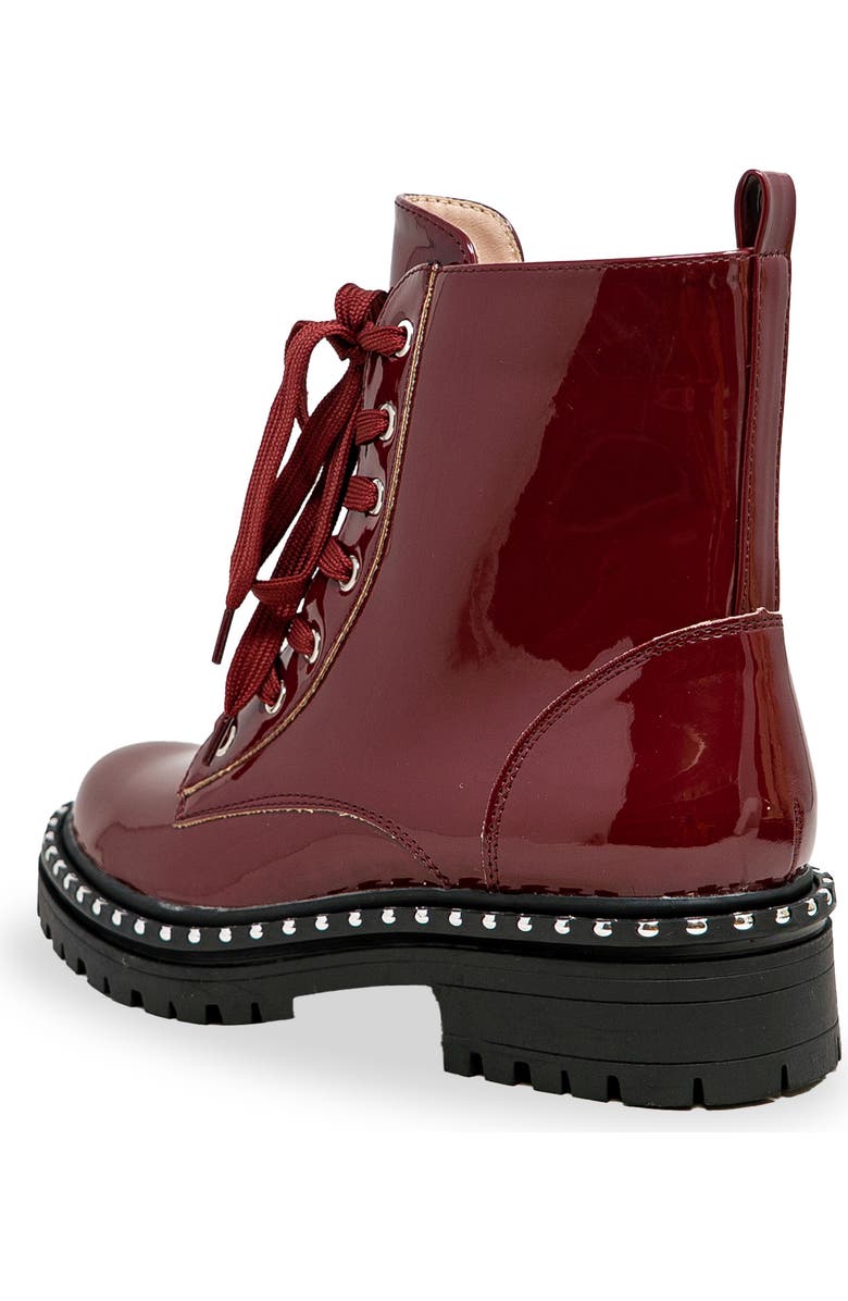 CHASE AND CHLOE Mira Studded Lug Combat Boot, Alternate, color, Red Patent