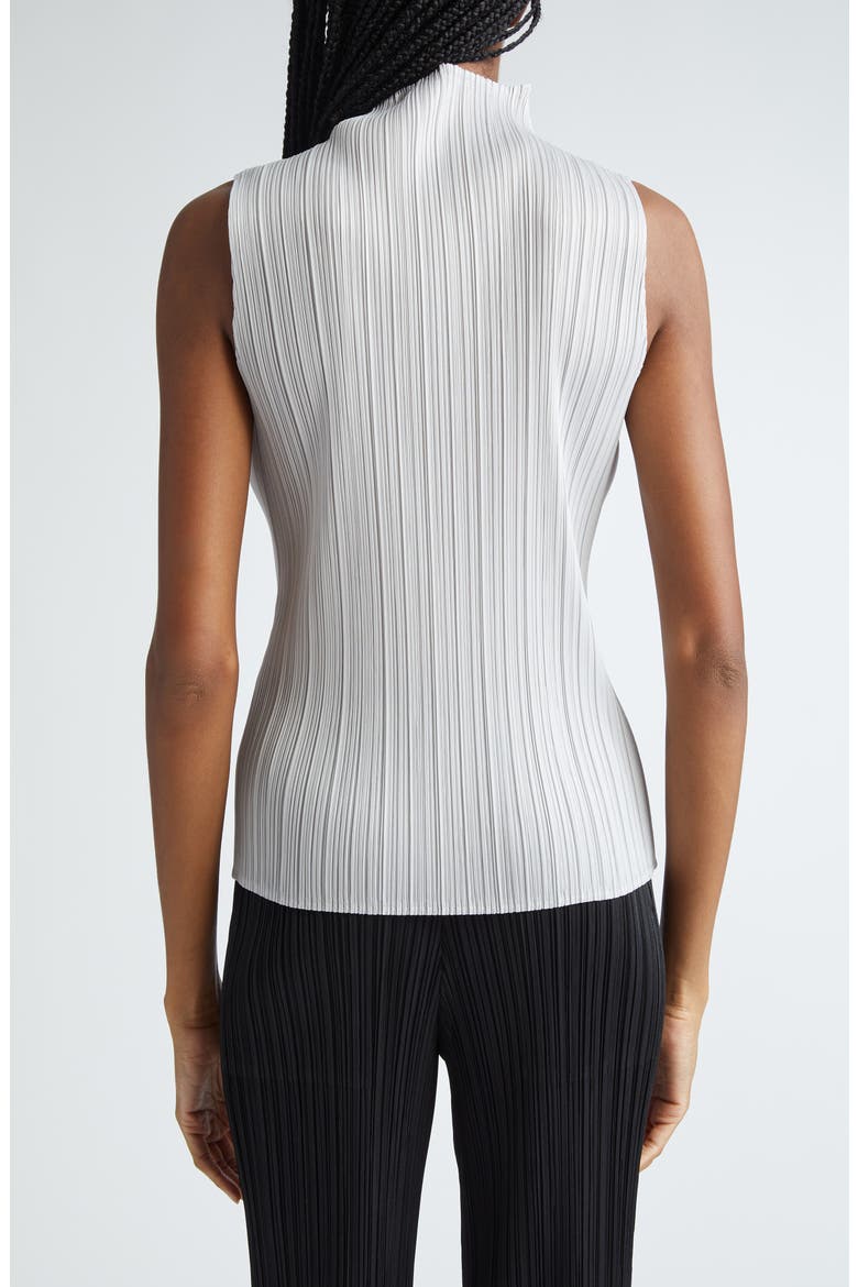 Pleated Funnel Neck Top, Alternate, color, LIGHT GRAY