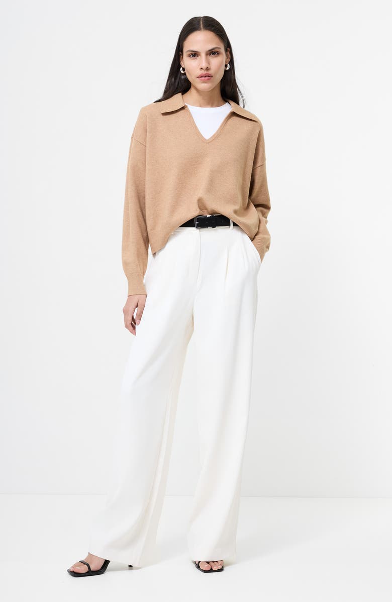 French Connection Sloane Johnny Collar Pullover, Alternate, color, Camel Melange