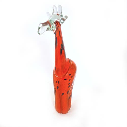 Mbare Hand Blown Orange Glass Giraffe In Orange