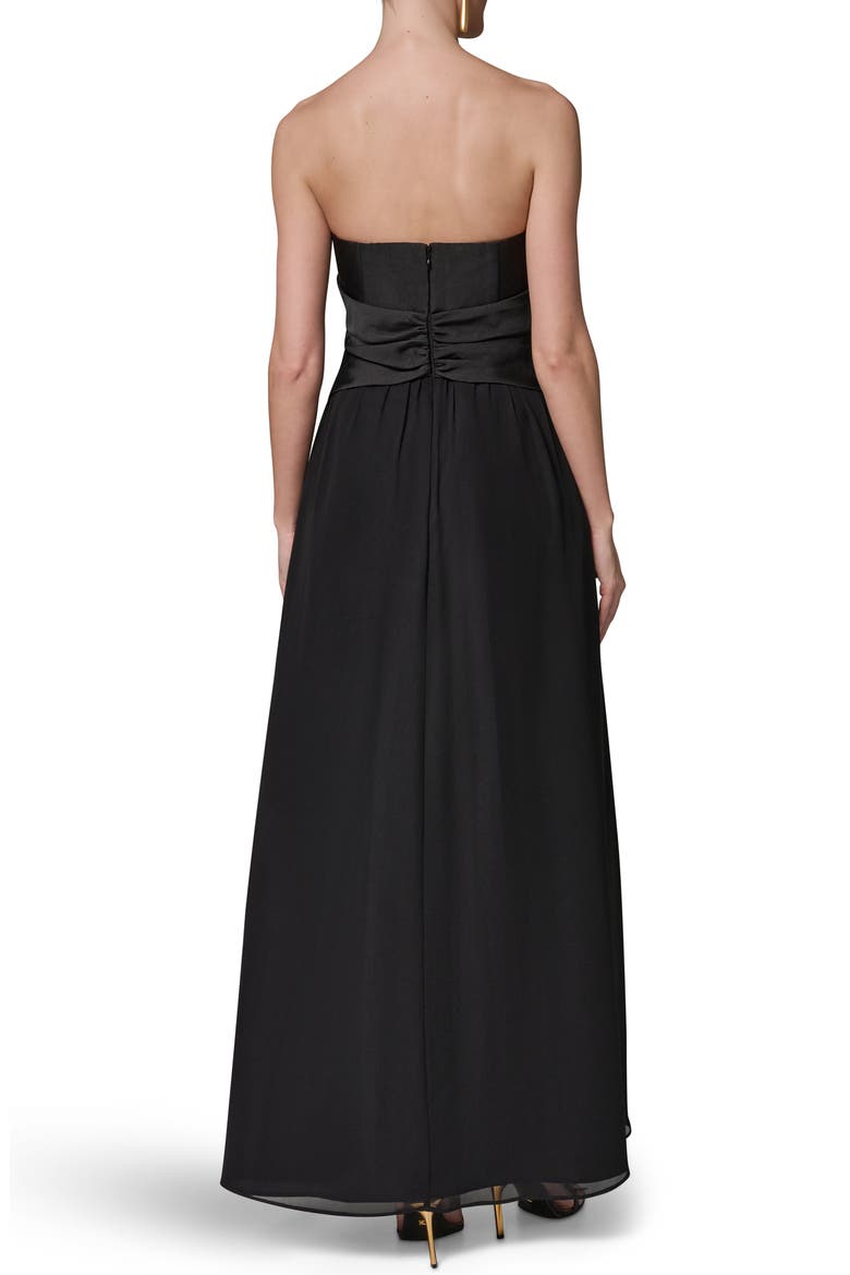 Strapless Mixed Media Gown, Alternate, color, BLACK