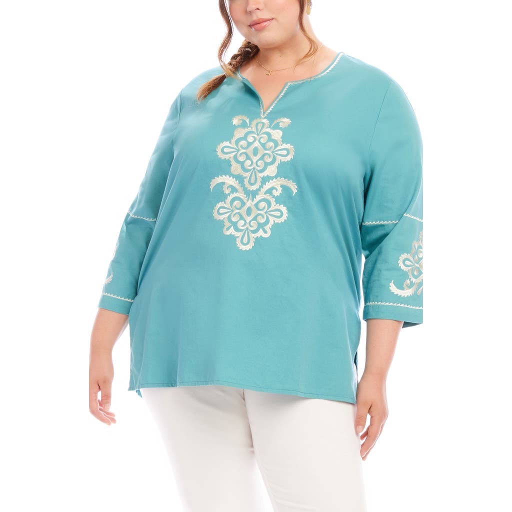 KAREN KANE KAREN KANE EMBROIDERED COTTON TUNIC TOP
