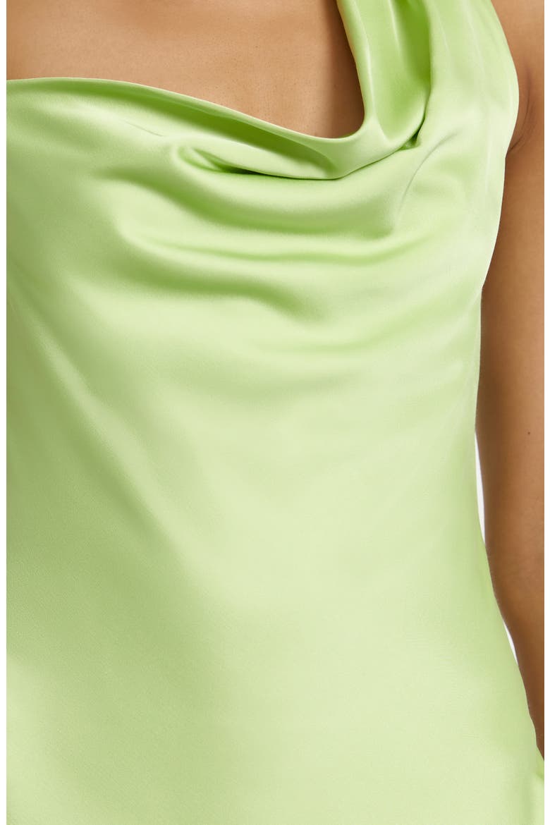 Luka One-Shoulder Scarf Detail Satin Gown, Alternate, color, PISTACHIO