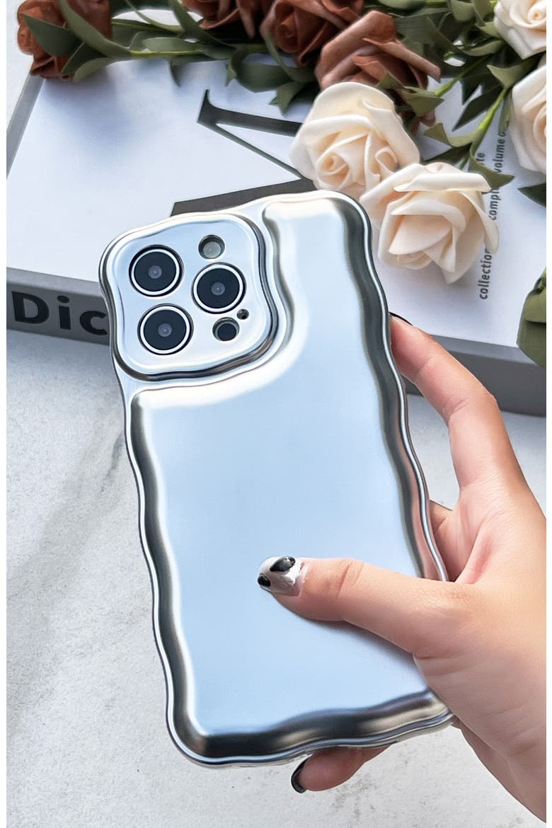 Wavy Cushion iPhone 14 Pro Max Case, Alternate, color, SILVER