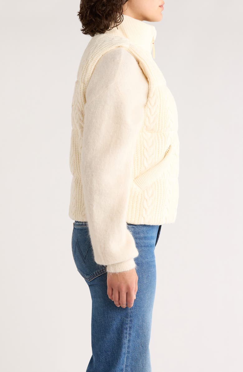 Marine Layer Alba Cable Knit Puffer Vest, Alternate, color, Antique White