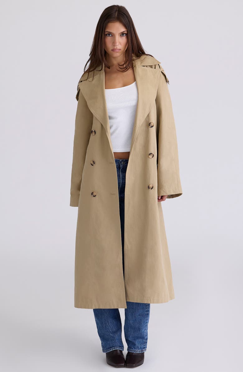 HOUSE OF CB Marais Double Breasted Trench Coat, Alternate, color, Brown