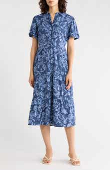 Puff Sleeve Tiered Shirtdress