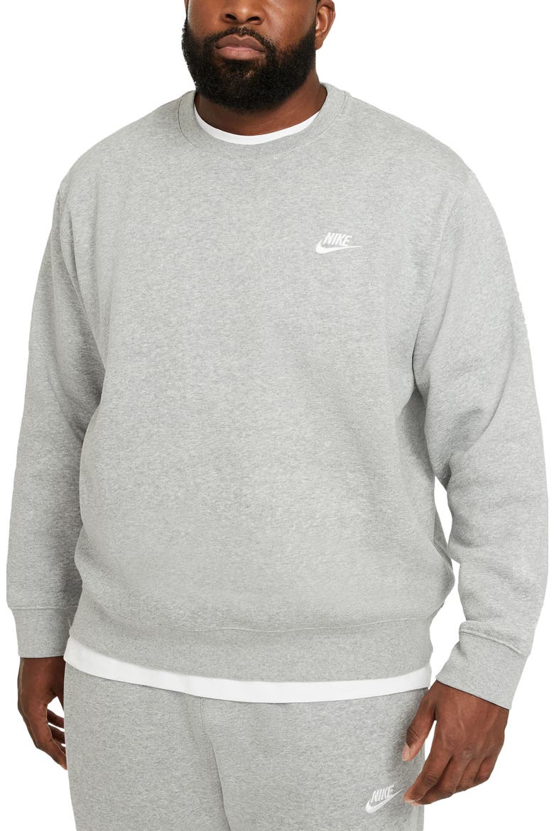 Men's Club Crewneck Sweatshirt, Main, color, D GR H/WHITE