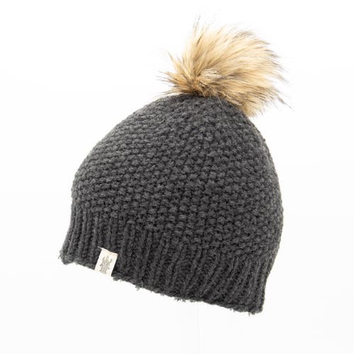 Nirvana Designs Moss Fur Pom Pom Hat In Charcoal