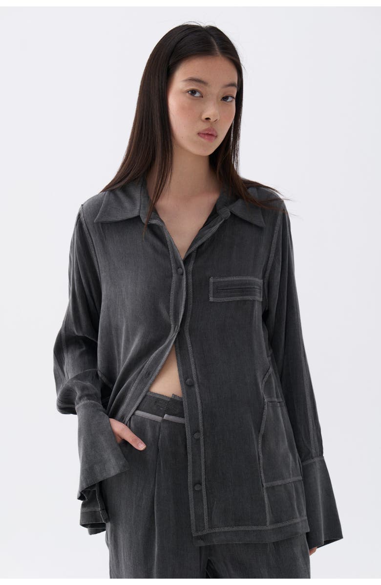 Nocturne Contrast Topstitched Shirt, Main, color, 